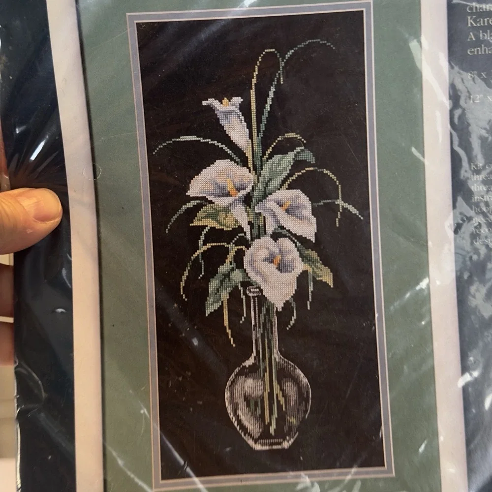 Calla Lilies Sunset Counted Cross Stich Exotic Flower Zabroski 13569 Black 8x16